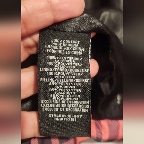 Juicy Couture Black Label Pink and Blue Plaid Puffer Jacket Size XS - Picture 3 of 12